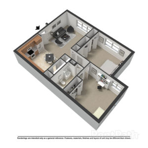 2 Bedroom 1 Bath Floor Plan with Lots of Space